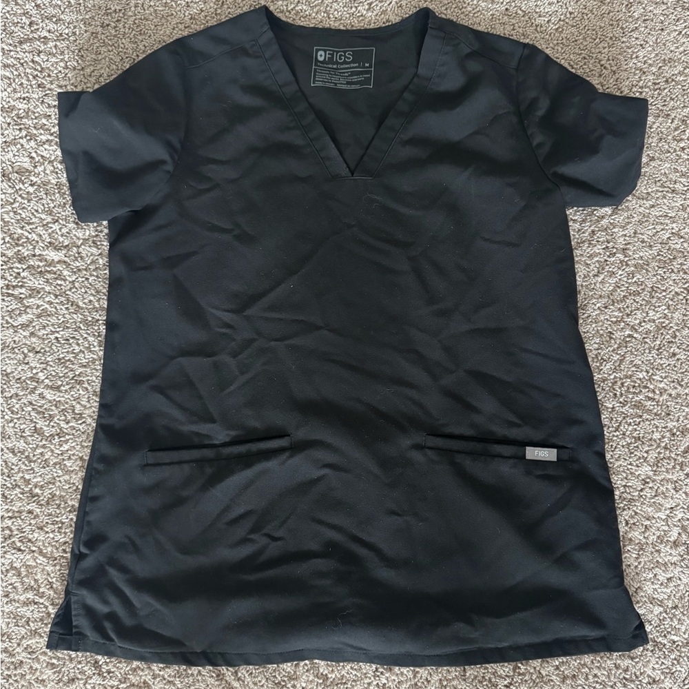 Figs Size Medium Black Scrub Top
